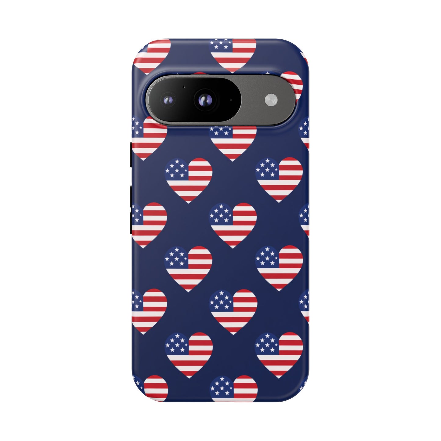 Patriotic American Flag Heart Phone Case – Tough Shockproof, USA Stars & Stripes for Iphone, Samsung Galaxy and Pixel