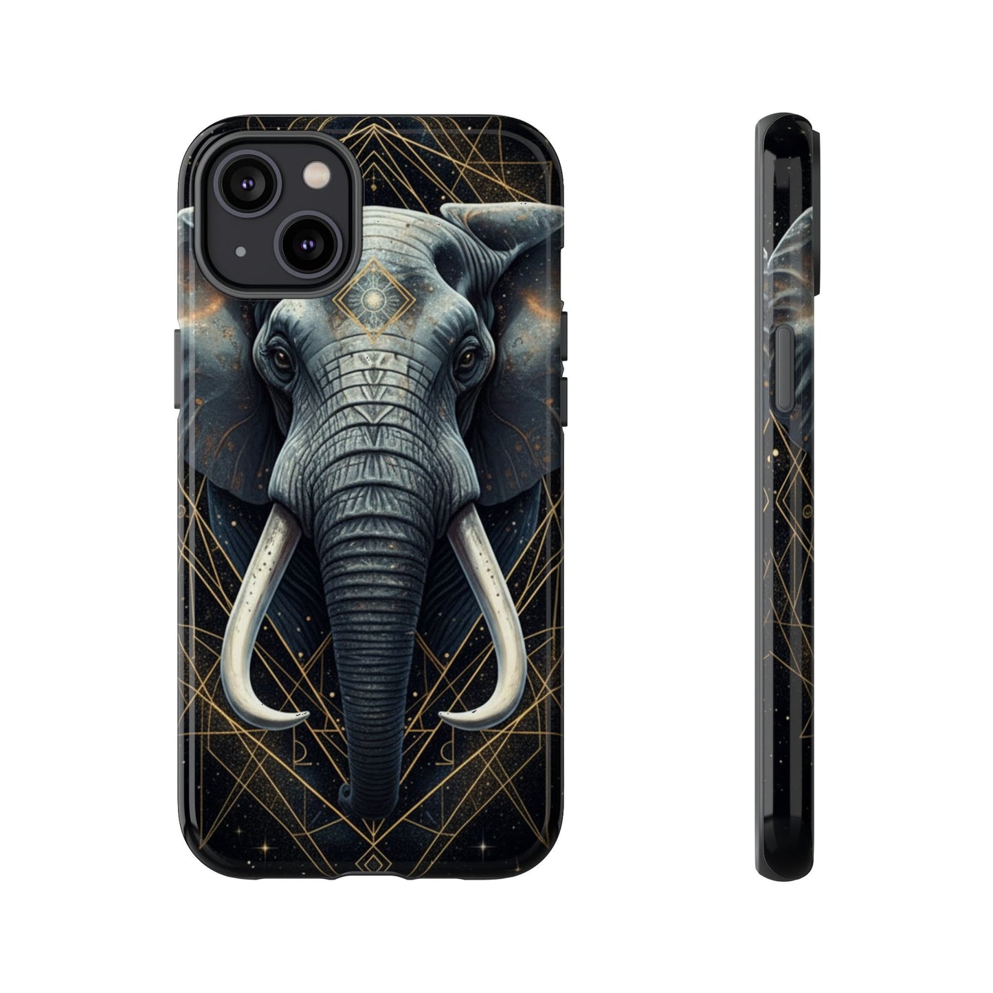 Elephant Mandala Phone Case – Black and Gold Spiritual Elephant Tough Protective Case
