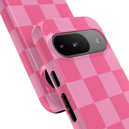 Pink Checkerboard Phone Case | Cute Aesthetic Checkered iPhone & Samsung Tough Case
