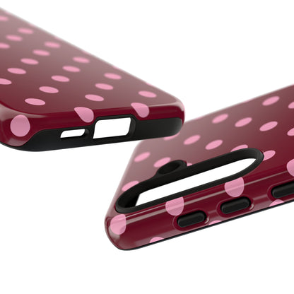 Pink Polka Dot Phone Case – Cute Aesthetic Tough Protective Phone Cover for Iphone, Samsung Galaxy and Pixel