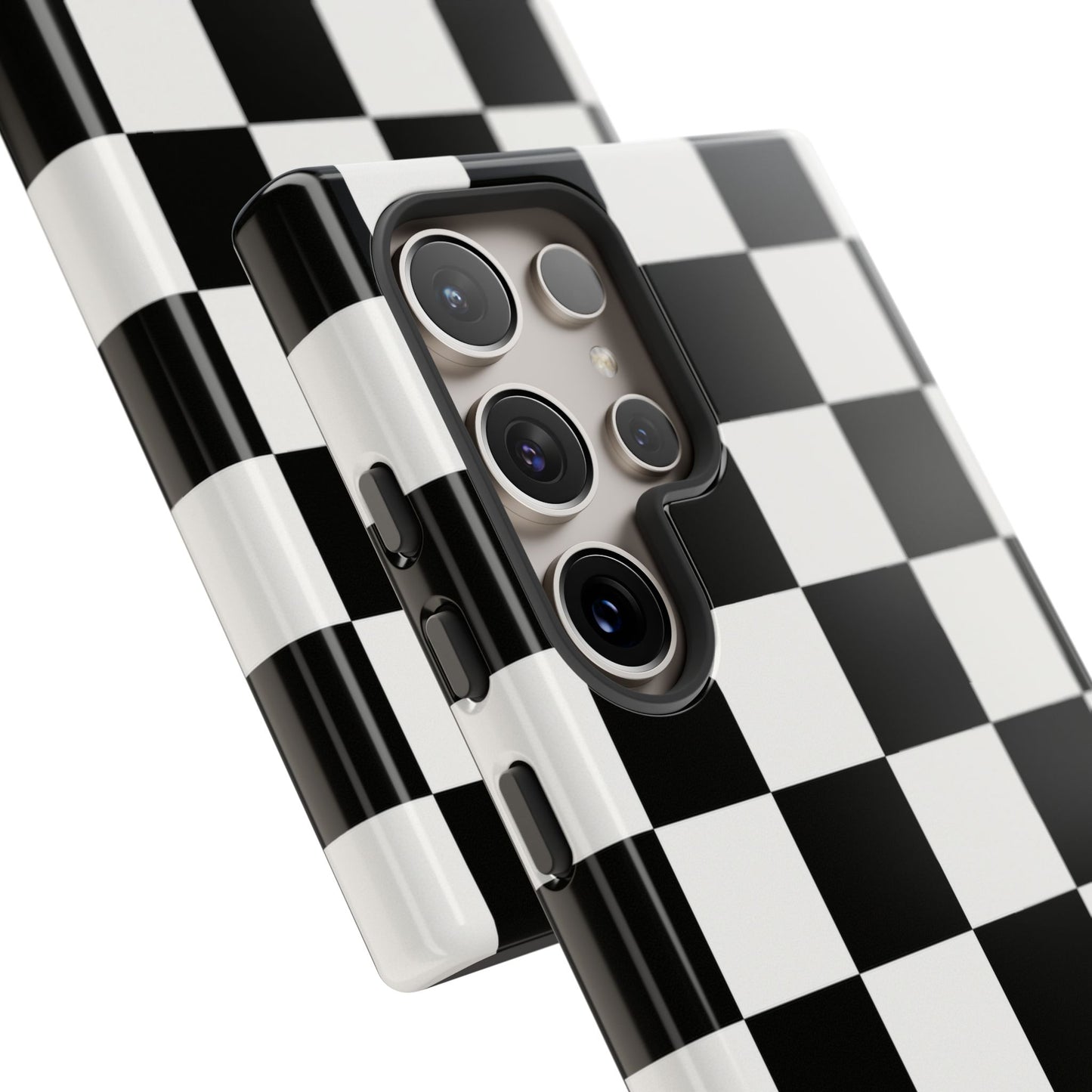 Black & White Checkerboard Phone Case – Classic Aesthetic Tough Protective Case