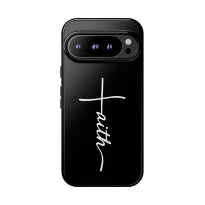 Faith Cross Phone Case, Christian Aesthetic Minimalist Black Matte Case, Religious Gift iPhone Samsung Cover