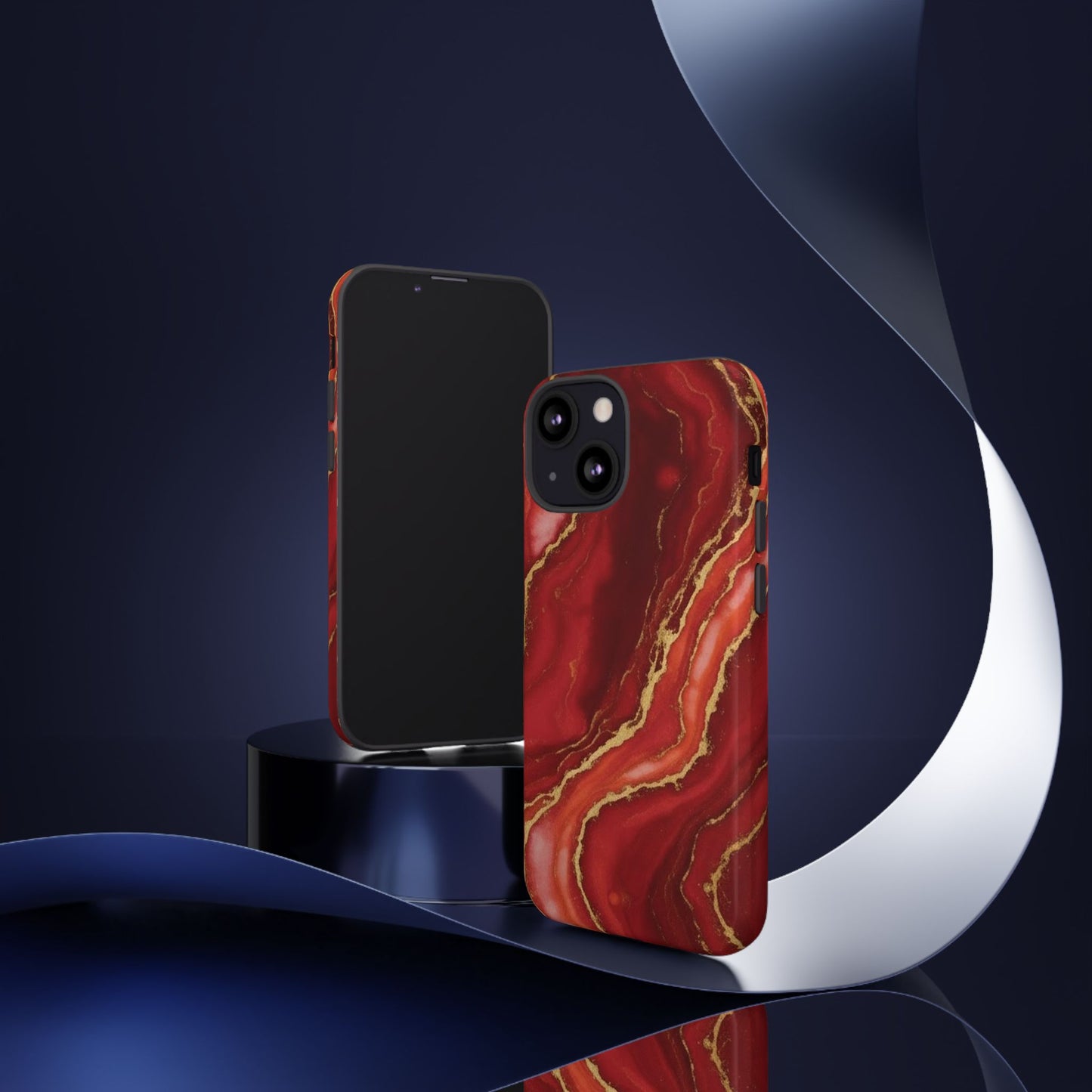 Red Agate Marble Phone Case with Gold Veins – Luxury Tough iPhone & Samsung Case