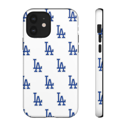Blue LA Monogram Pattern Phone Case | Minimal Baseball Inspired Tough Cover