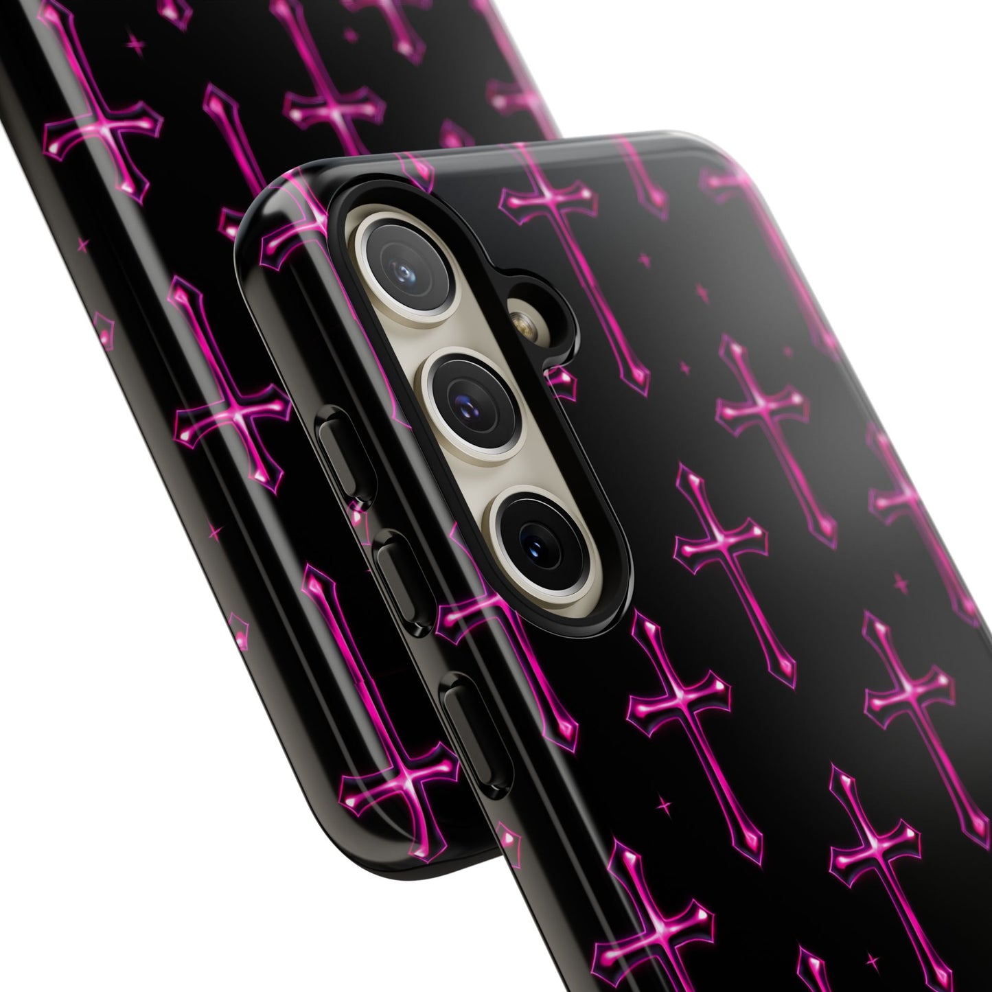 Neon Pink Cross Pattern Phone Case | Tough Protective Case for Iphone, Samsung Galaxy and Pixel