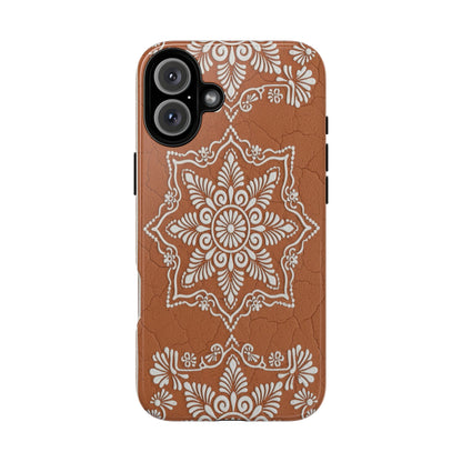 Talavera Terracotta Phone Case | Mexican Floral Pattern iPhone & Samsung Tough Case | Boho Clay Aesthetic Cover