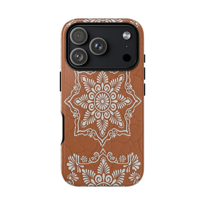 Talavera Terracotta Phone Case | Mexican Floral Pattern iPhone & Samsung Tough Case | Boho Clay Aesthetic Cover