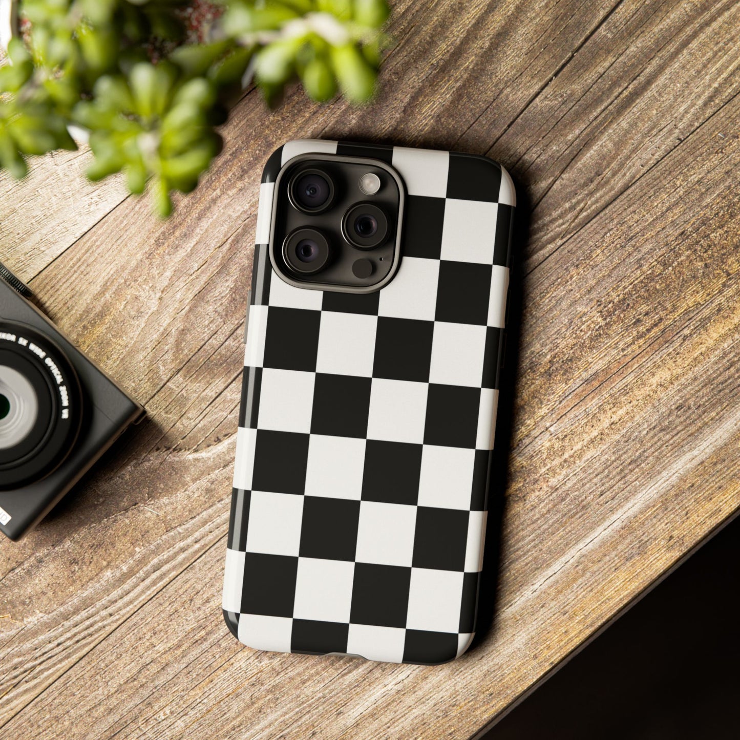Black & White Checkerboard Phone Case – Classic Aesthetic Tough Protective Case for Iphone, Samsung Galaxy and Pixel