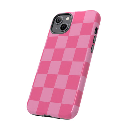 Pink Checkerboard Phone Case – Cute Aesthetic Tough Case for iPhone & Samsung