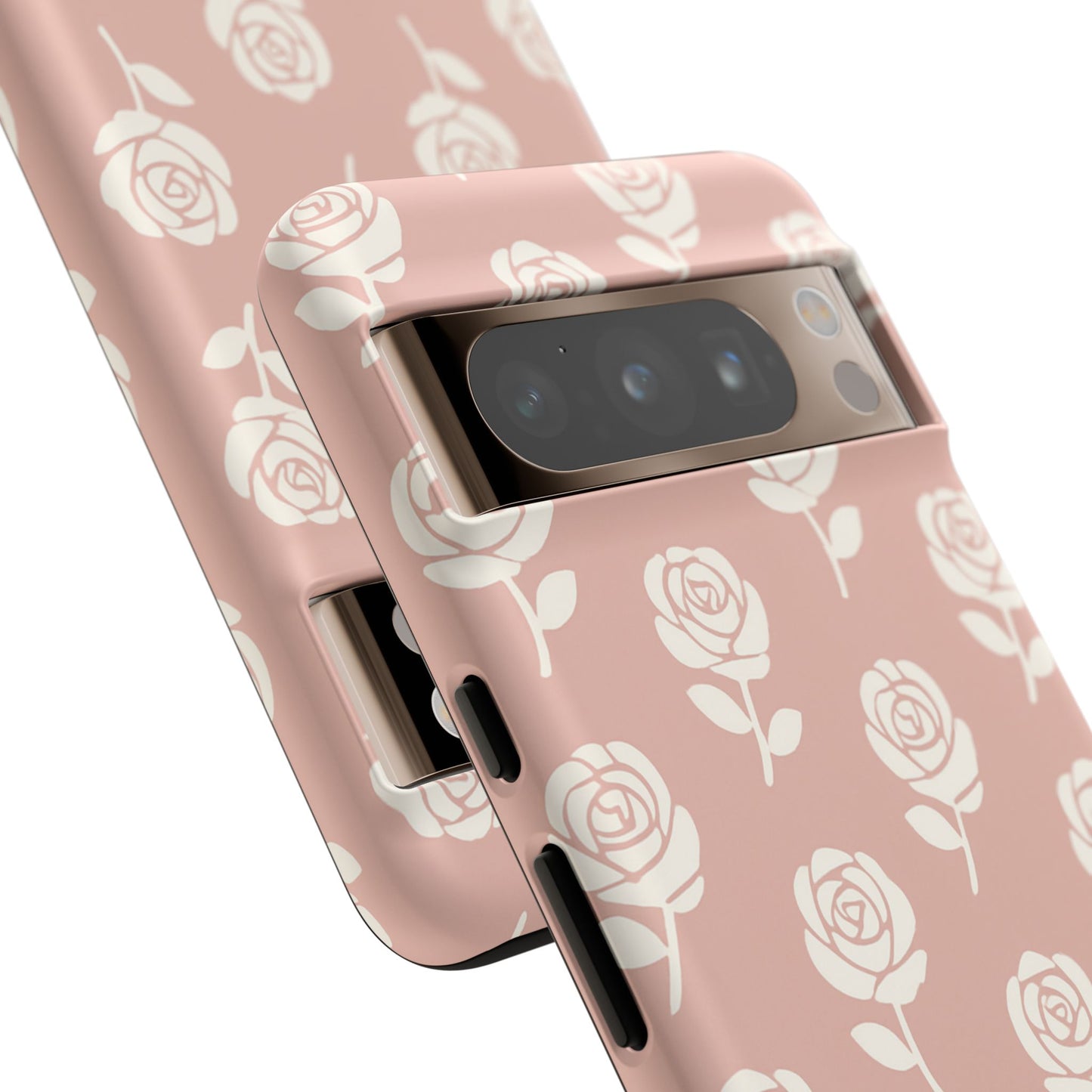 White Rose Pattern Tough Phone Case | Elegant Floral Aesthetic Case for Iphone, Samsung Galaxy and Pixel