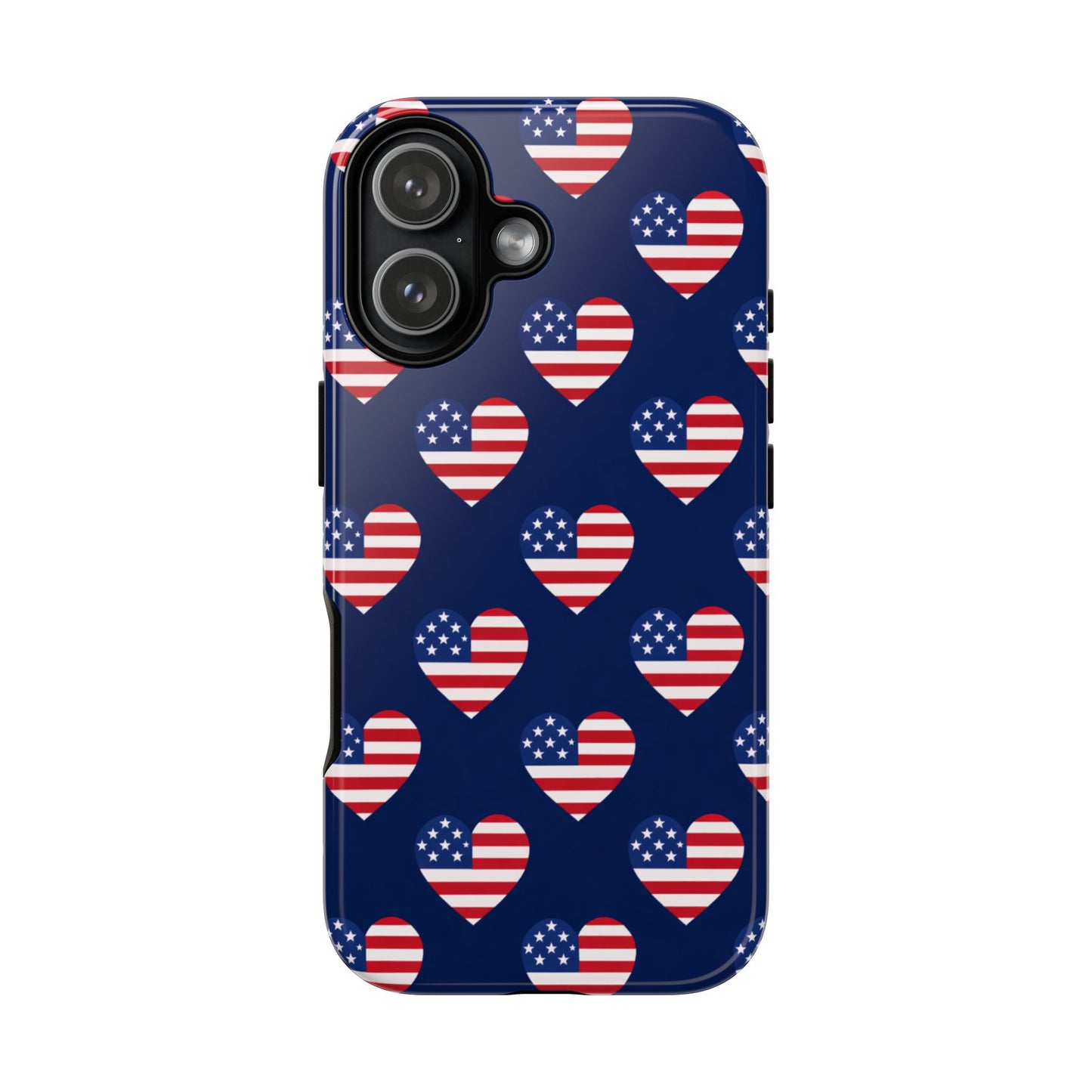 Patriotic American Flag Heart Phone Case – Tough Shockproof, USA Stars & Stripes for Iphone, Samsung Galaxy and Pixel