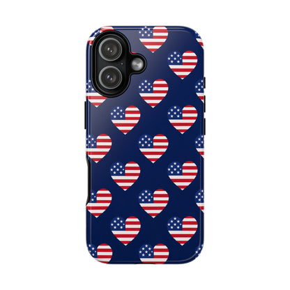 Patriotic American Flag Heart Phone Case – Tough Shockproof, USA Stars & Stripes for Iphone, Samsung Galaxy and Pixel