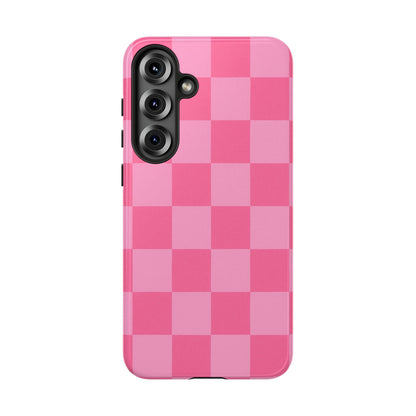 Pink Checkerboard Phone Case | Cute Aesthetic Checkered iPhone & Samsung Tough Case