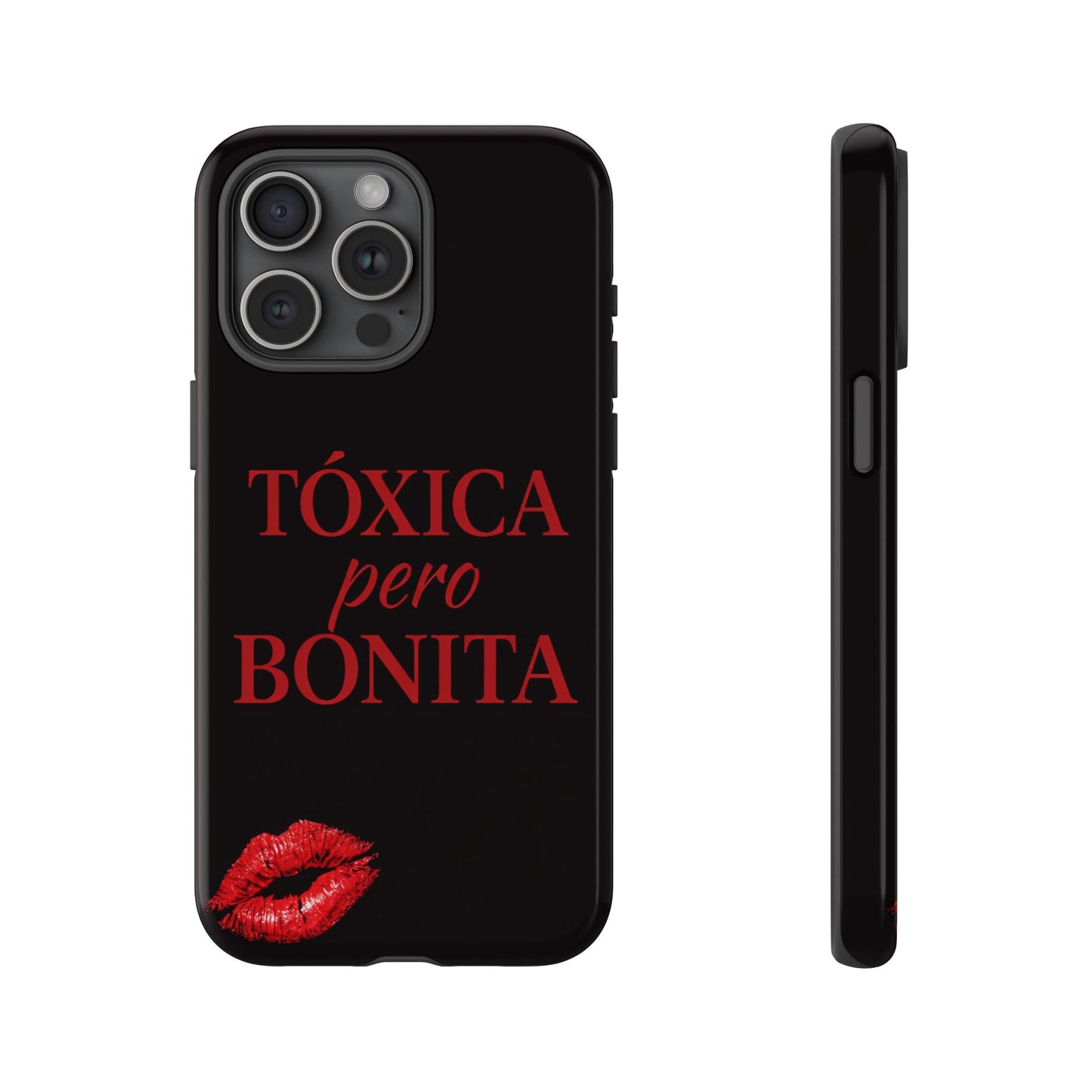 Toxica Pero Bonita Phone Case, Latina Quote Case, Red Lips Aesthetic, Spanish Saying Case, Trendy Tough Cover
