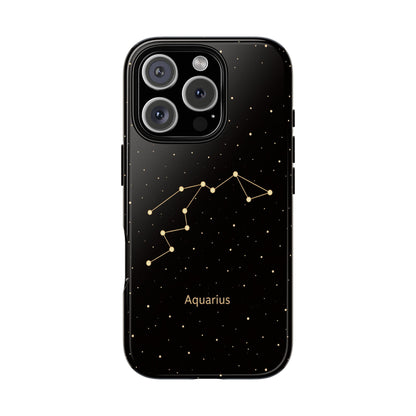 Aquarius Zodiac Constellation Phone Case – Luxe Gold Celestial Cover