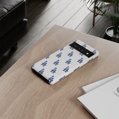 Blue LA Monogram Pattern Phone Case | Minimal Baseball Inspired Tough Cover
