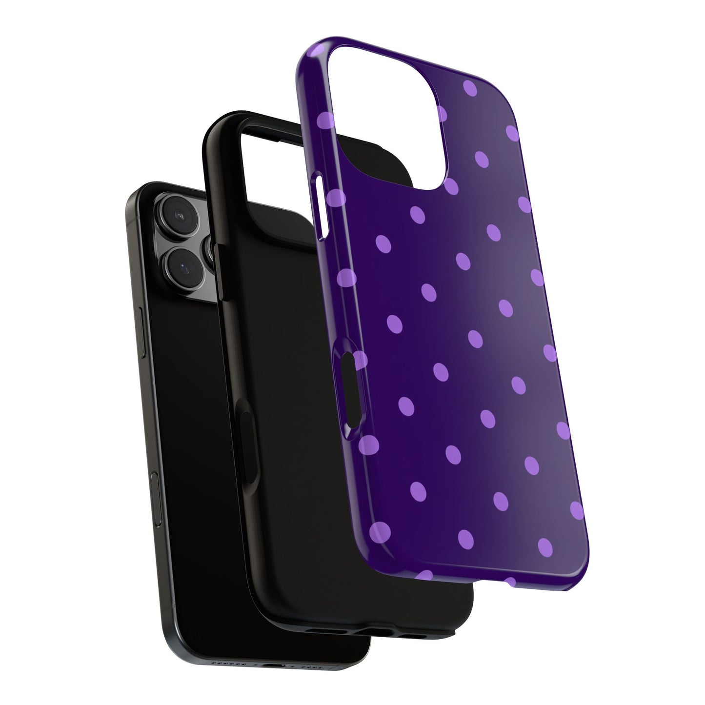 Purple Polka Dot Tough Phone Case – Cute Stylish Durable Protective Cover for Iphone, Samsung Galaxy and Pixel