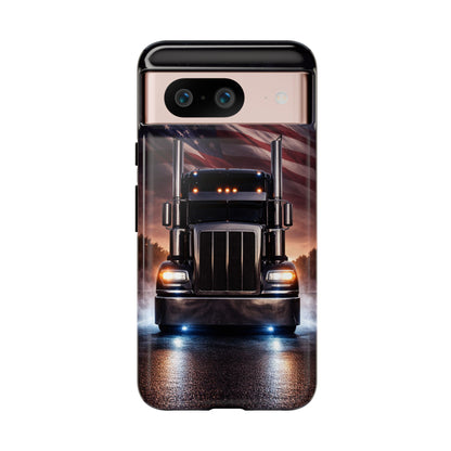 Semi Truck Phone Case American Flag Big Rig Trucker Gift iPhone Samsung