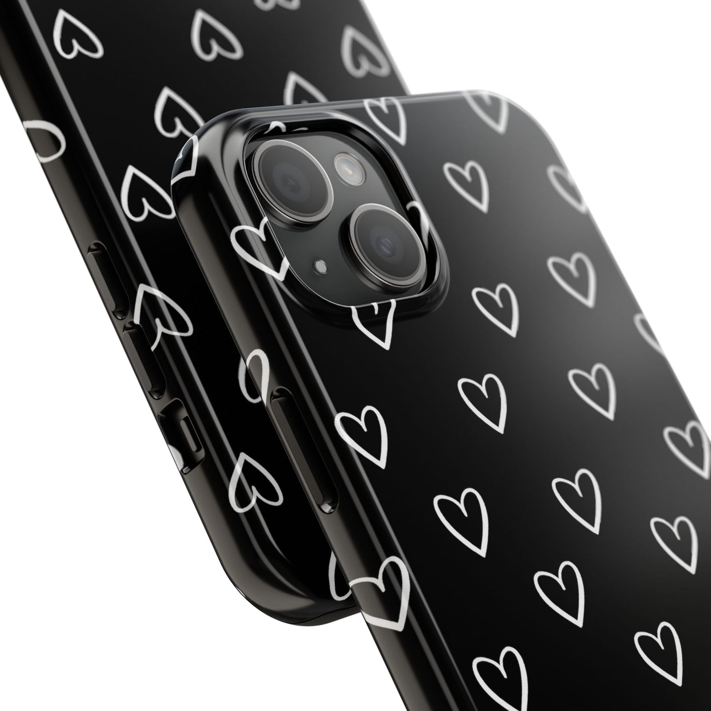 Doodle Heart Phone Case – Minimal Black & White Heart Pattern | Tough Protective Case
