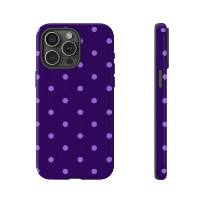 Purple Polka Dot Tough Phone Case – Cute Stylish Durable Protective Cover for Iphone, Samsung Galaxy and Pixel