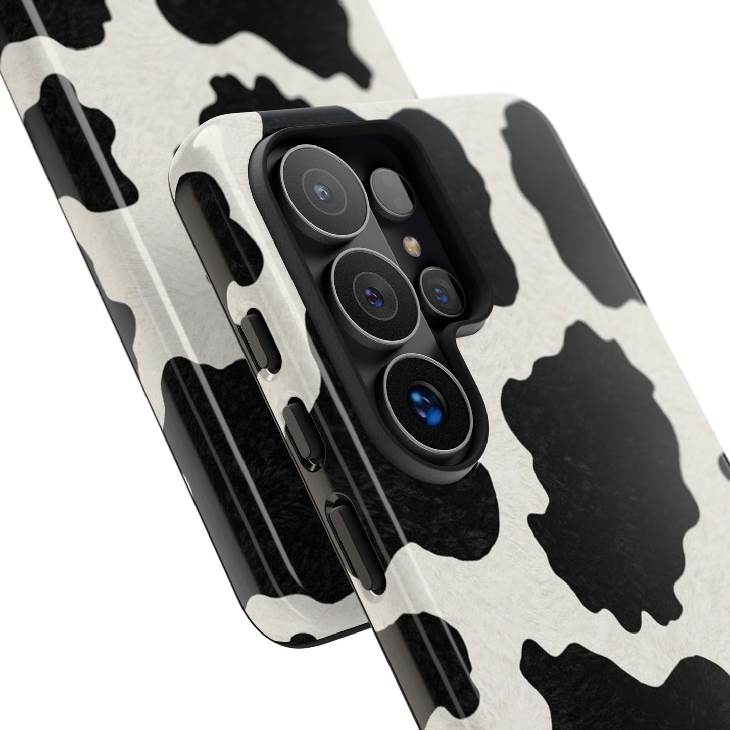 Black & White Cow Print Phone Case | Western Aesthetic iPhone & Samsung Tough Case