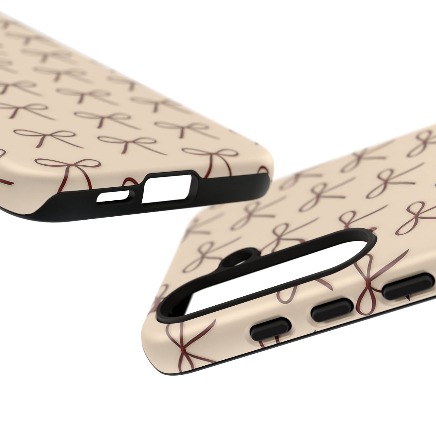 Coquette Bow Phone Case | Neutral Beige Aesthetic iPhone & Samsung Tough Case