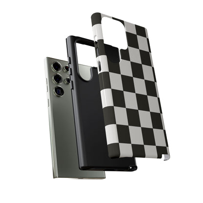 Black & White Checkerboard Phone Case – Classic Aesthetic Tough Protective Case