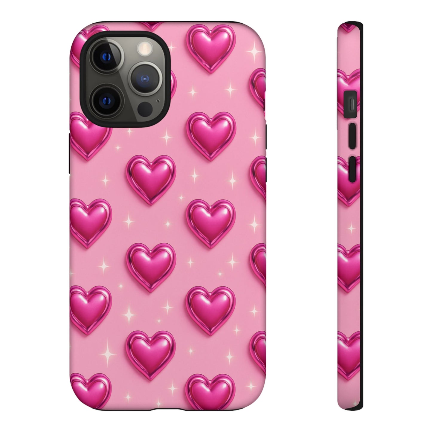 Pink Heart Pattern Phone Case | Tough Protective Case for Iphone, Samsung Galaxy and Pixel
