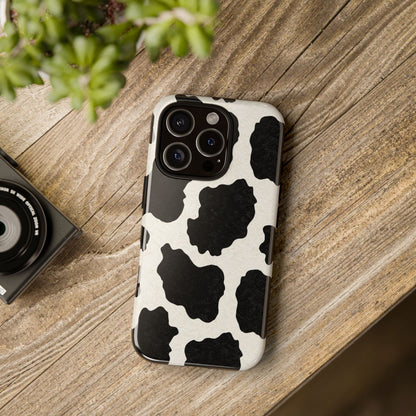 Black & White Cow Print Phone Case | Aesthetic Tough Protective Case