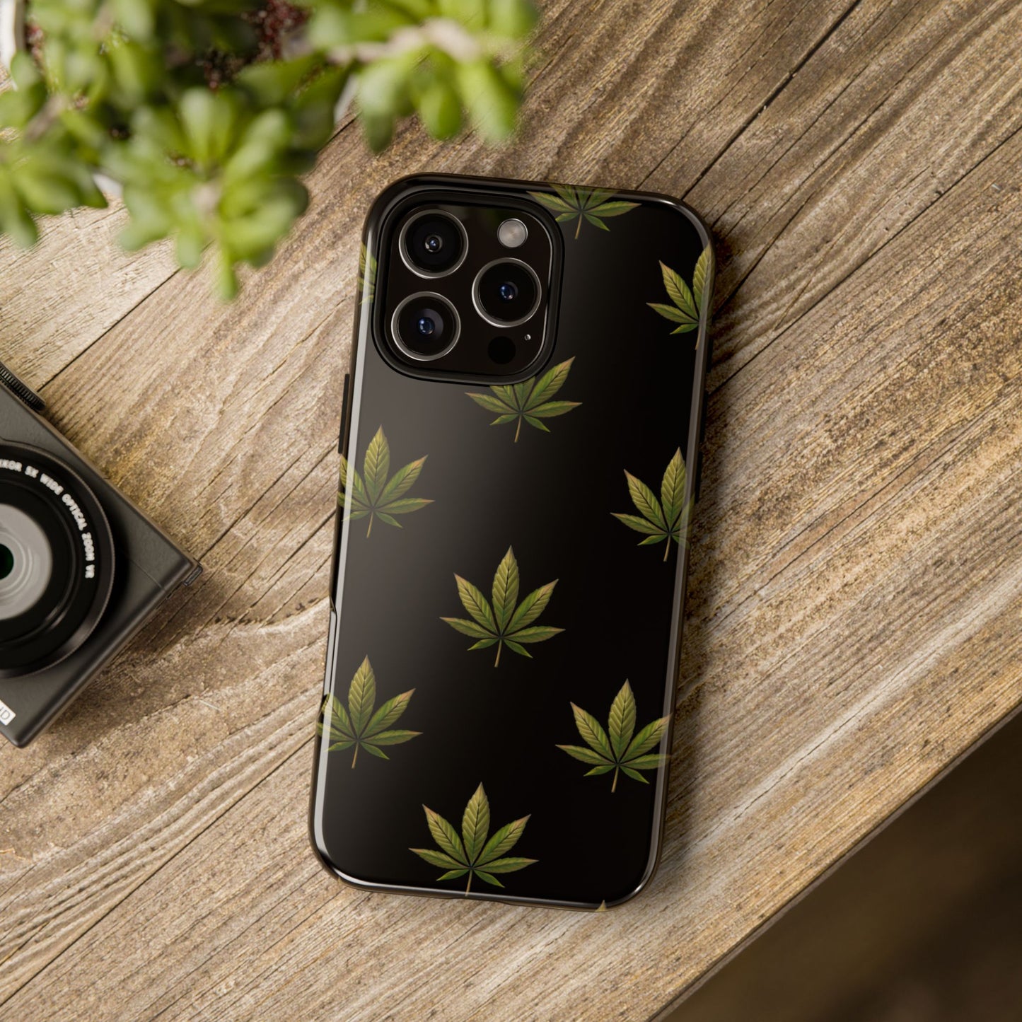 Cannabis Leaf Phone Case Green Weed Leaf Pattern Tough Protective Cover