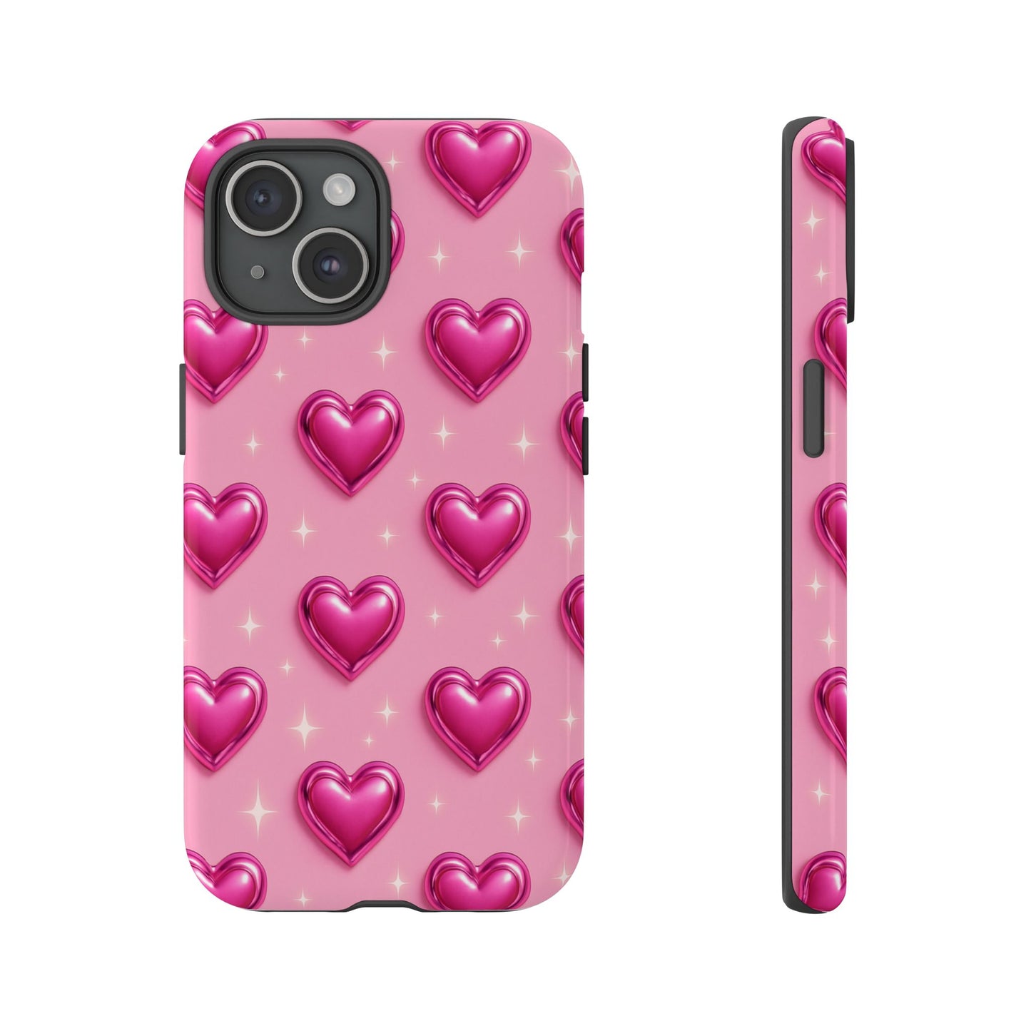 Pink Heart Pattern Phone Case | Tough Protective Case for Iphone, Samsung Galaxy and Pixel