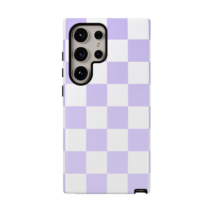 Lavender Checkerboard Phone Case | Pastel Aesthetic Checkered iPhone & Samsung Tough Case