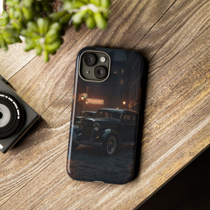 Vintage Classic Car Phone Case | Retro Noir Aesthetic | 1930s Street Scene Tough Case for iPhone & Samsung
