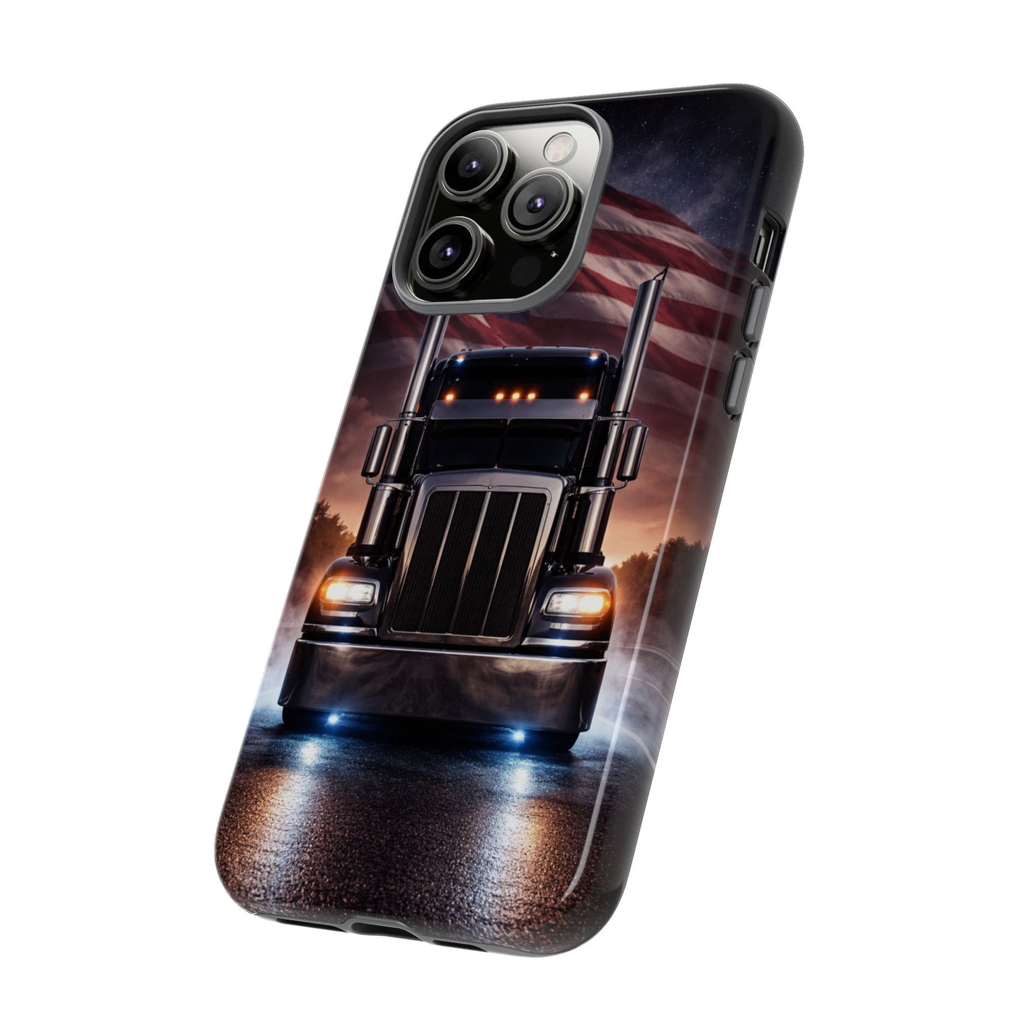 Semi Truck Phone Case American Flag Big Rig Trucker Gift iPhone Samsung