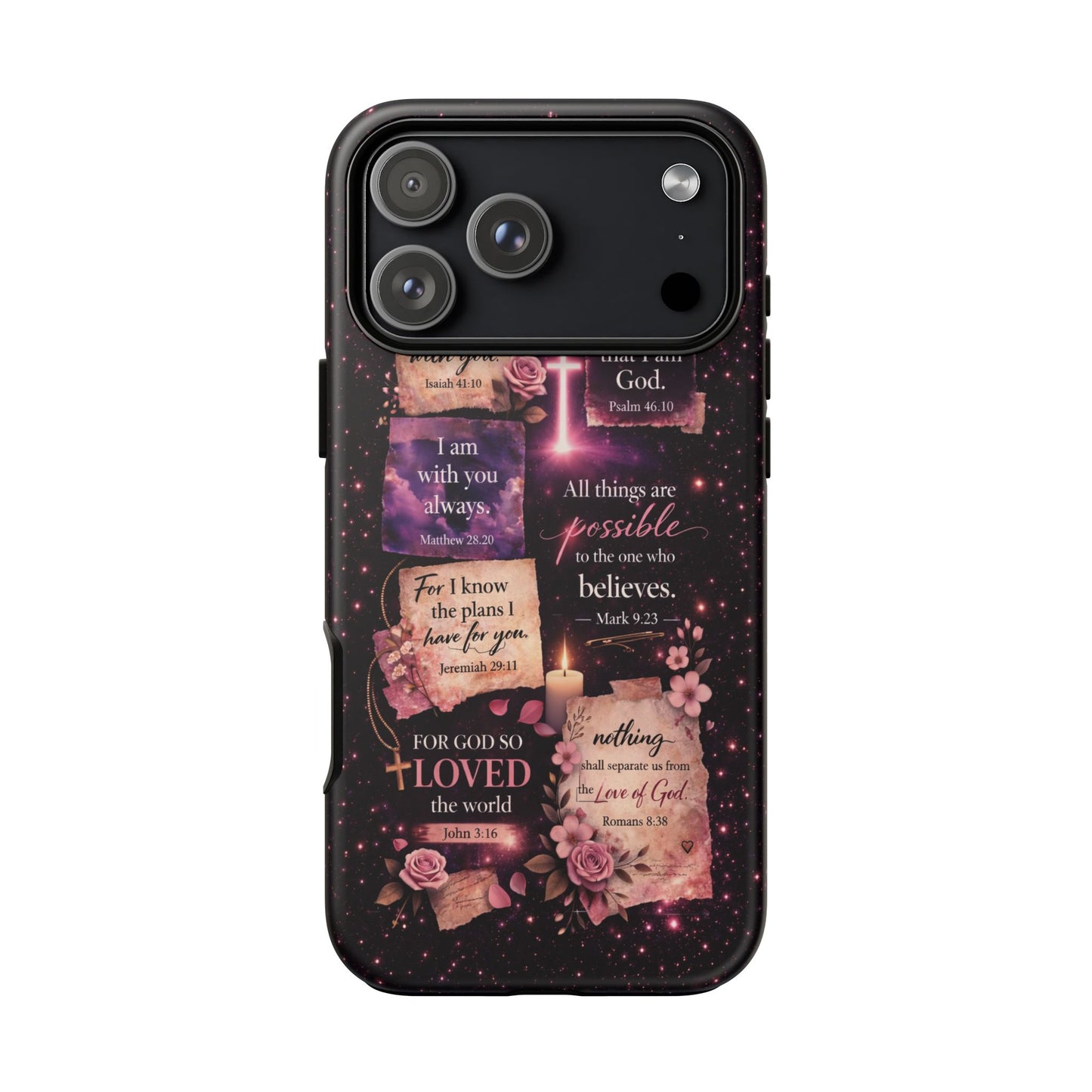 Christian Bible Verse Phone Case Pink Floral Faith Tough Protective Cover Gift