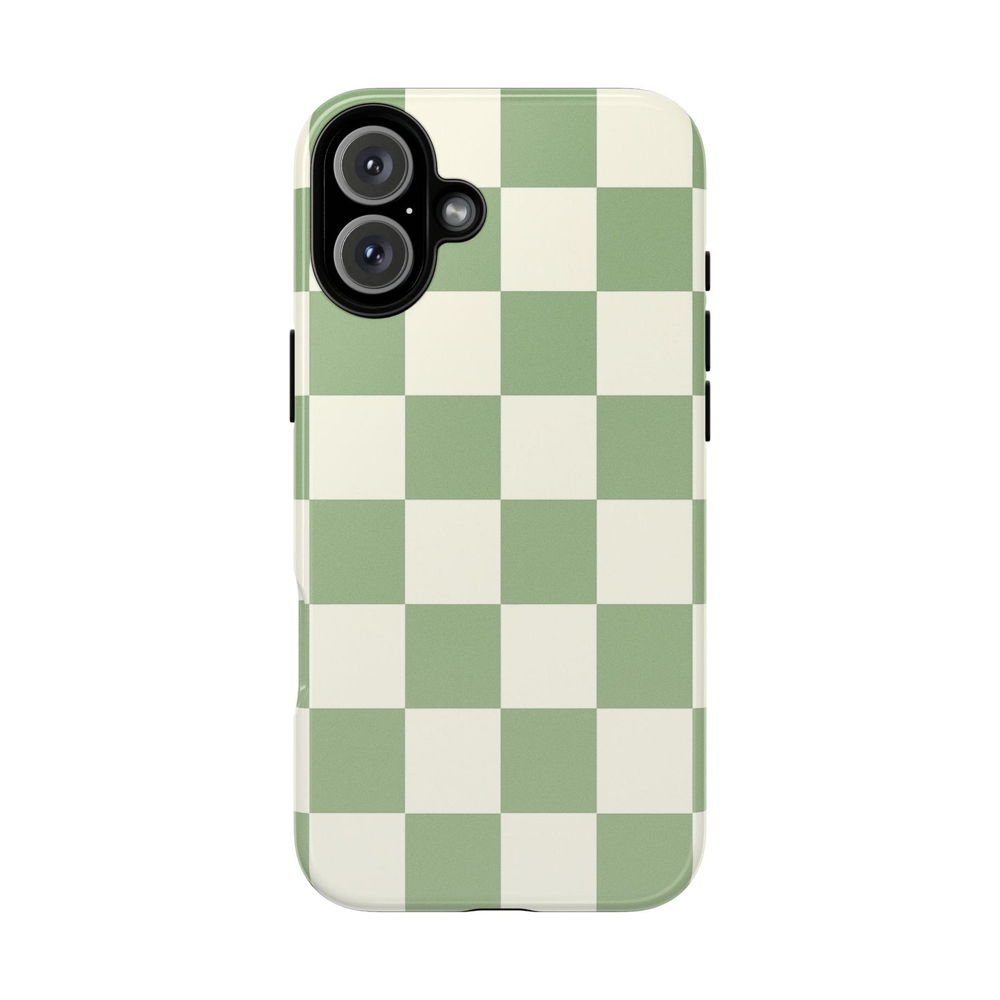Sage Green Checkerboard Phone Case | Minimal Aesthetic Checkered iPhone & Samsung Tough Case