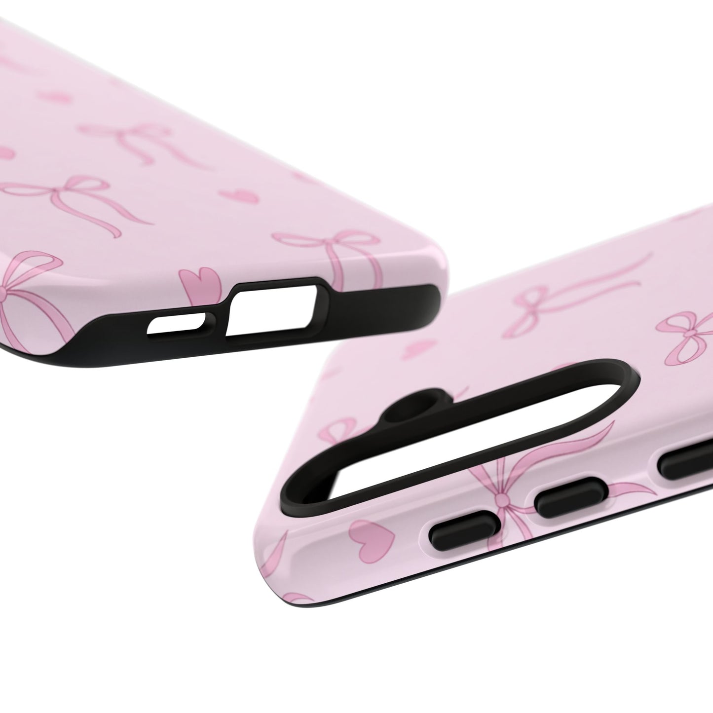 Pink Bow Heart Aesthetic Phone Case – Coquette Cute Tough Cover