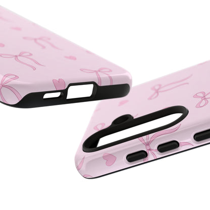 Pink Bow Heart Aesthetic Phone Case – Coquette Cute Tough Cover