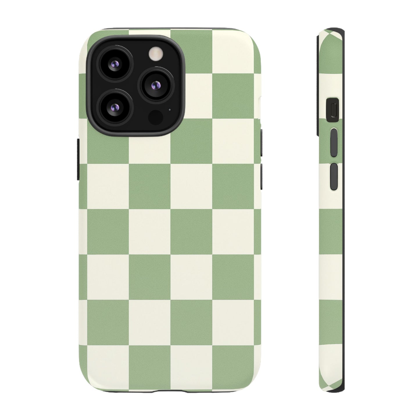 Sage Green Checkerboard Phone Case | Minimal Aesthetic Checkered iPhone & Samsung Tough Case