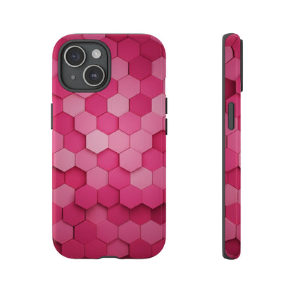 Hot Pink Hexagon Phone Case | Honeycomb Geometric Aesthetic | Cute Pink iPhone & Samsung Tough Protective Case