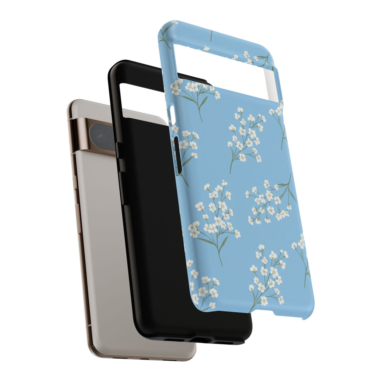 Baby’s Breath Floral Phone Case – Blue Minimal Flower Aesthetic Tough Case