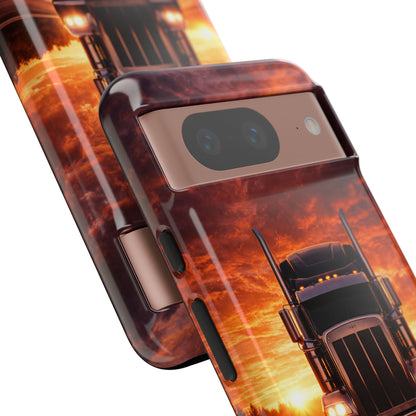 Big Rig Truck Phone Case Sunset Highway Semi Truck iPhone Samsung Cover