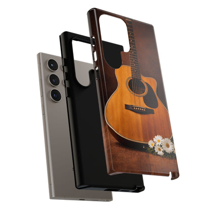 Acoustic Guitar Daisy Phone Case | Rustic Music Lover Tough Cover