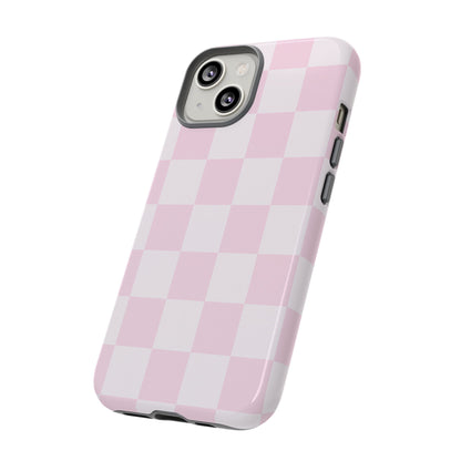Light Pink Checkerboard Phone Case | Pastel Aesthetic Checkered iPhone & Samsung Tough Case