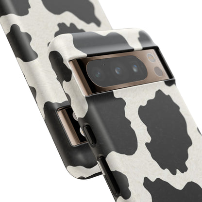 Black & White Cow Print Phone Case | Western Aesthetic iPhone & Samsung Tough Case