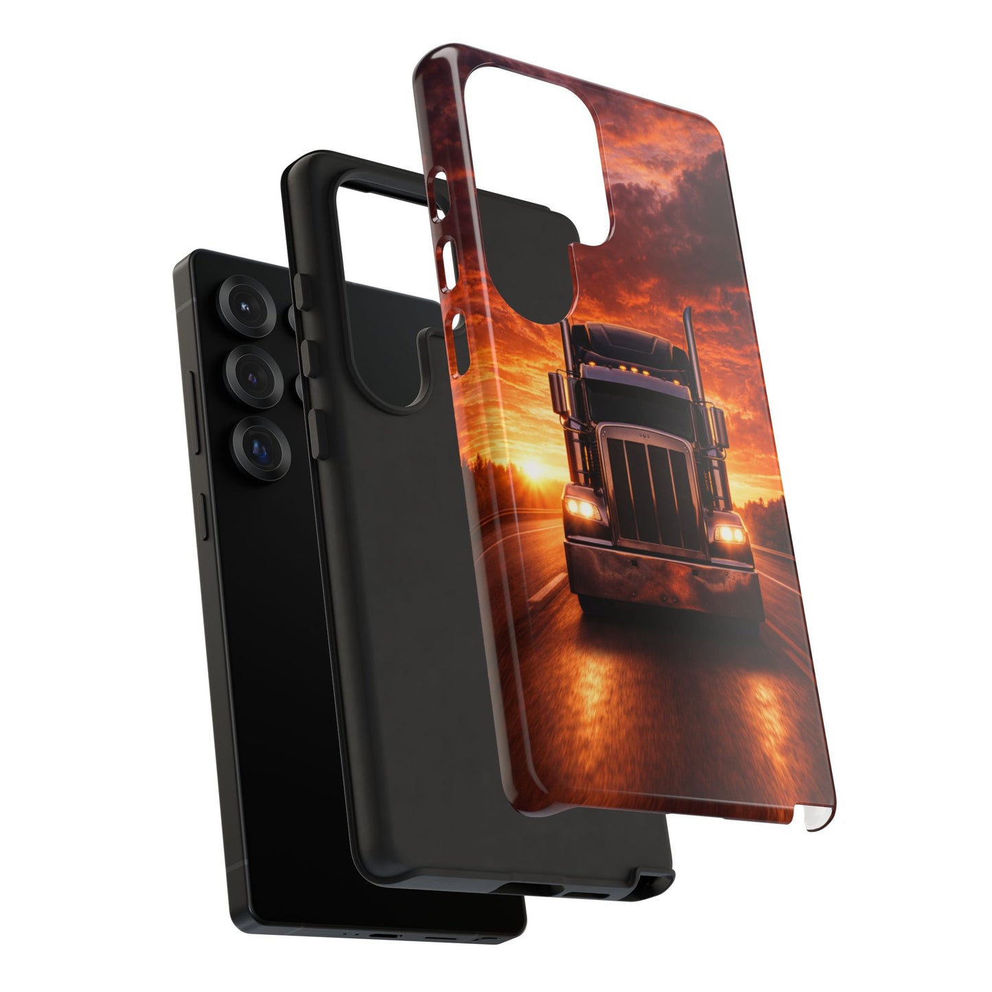 Big Rig Truck Phone Case Sunset Highway Semi Truck iPhone Samsung Cover