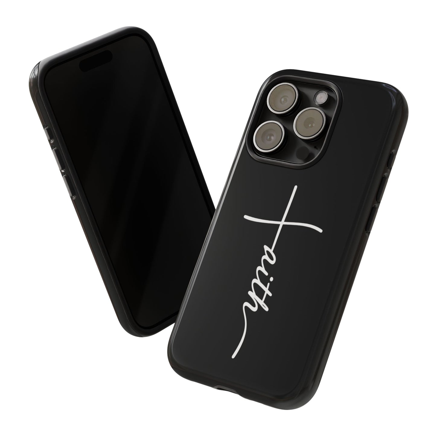 Faith Cross Phone Case, Christian Aesthetic Minimalist Black Matte Case, Religious Gift iPhone Samsung Cover