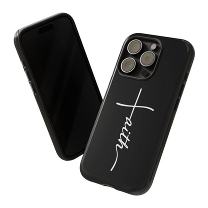 Faith Cross Phone Case, Christian Aesthetic Minimalist Black Matte Case, Religious Gift iPhone Samsung Cover