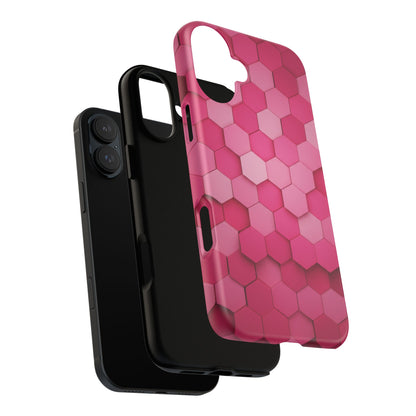 Hot Pink Hexagon Phone Case | Honeycomb Geometric Aesthetic | Cute Pink iPhone & Samsung Tough Protective Case