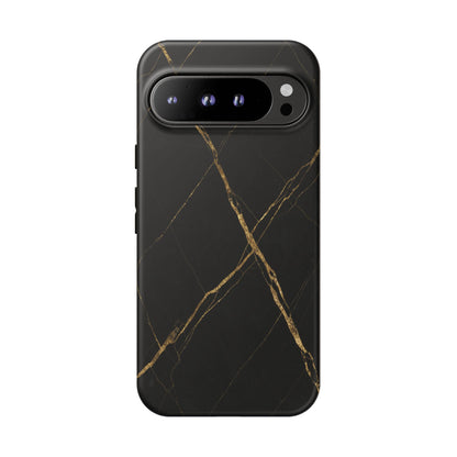 Black Marble Phone Case with Gold Veins | Minimal Luxury Tough Case